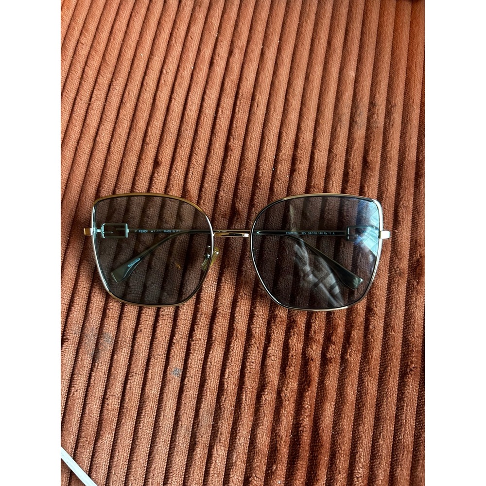 Fendi FF40013U Gold Square Sunglasses Brown Gradient FF Monogram Logo Italy - Picture 2 of 9